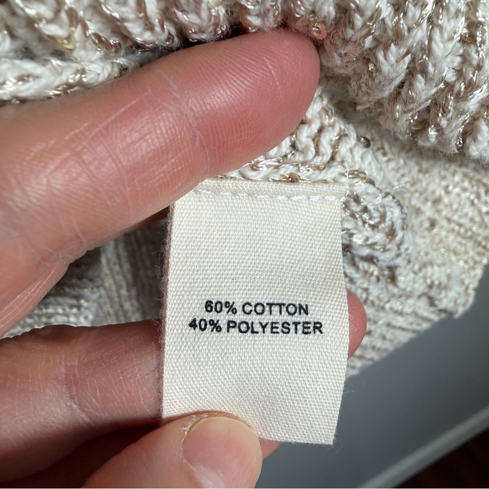 Marled Textured Knit Cardigan Sweater SMALL Oatmeal Coastal Cottage Quiet Luxury - Picture 8 of 13